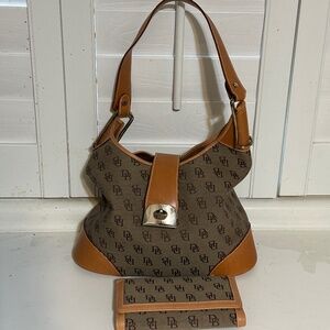 Dooney & Bourke Signature DB Hobo Bag + Matching Wallet Set